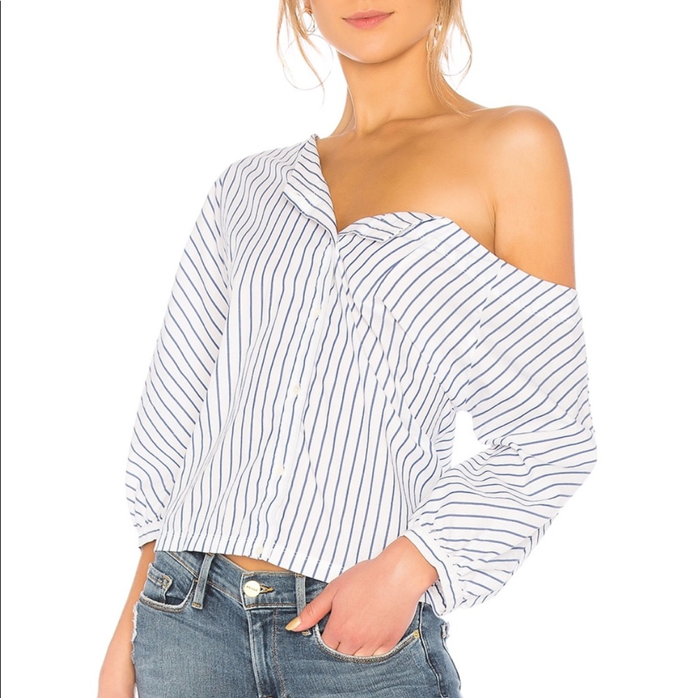 Button Up Tie Top in Blanc Multi